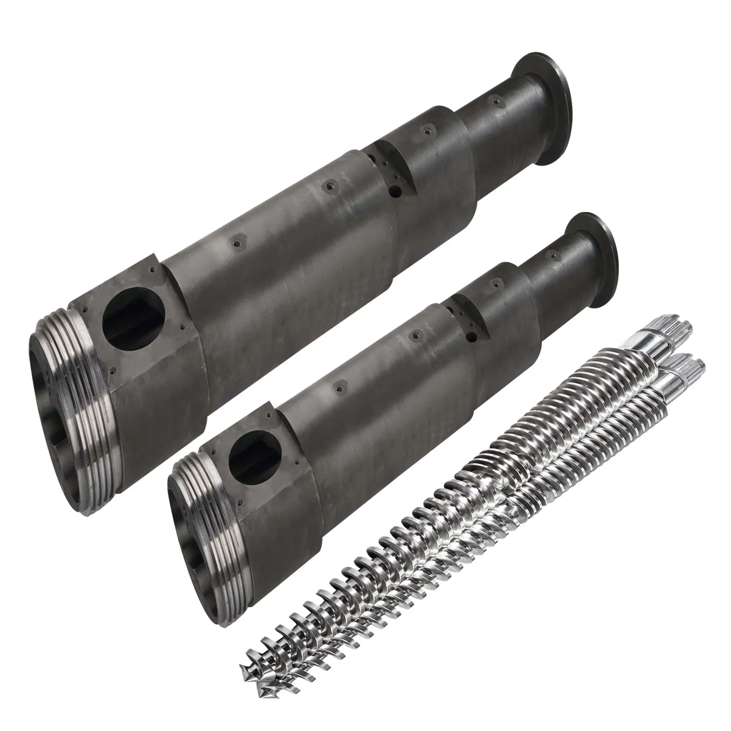 প্লাস্টিক এক্সট্রুশনের জন্য উচ্চ-মানের কাঠামোগত ইস্পাত শঙ্কুযুক্ত টুইন স্ক্রু এবং ব্যারেল