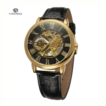 Hot Selling Forsining Men's Vintage Style Mechanical Skeleton Wristwatches