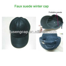 Cool 6 panel winter hat leather baseball cap