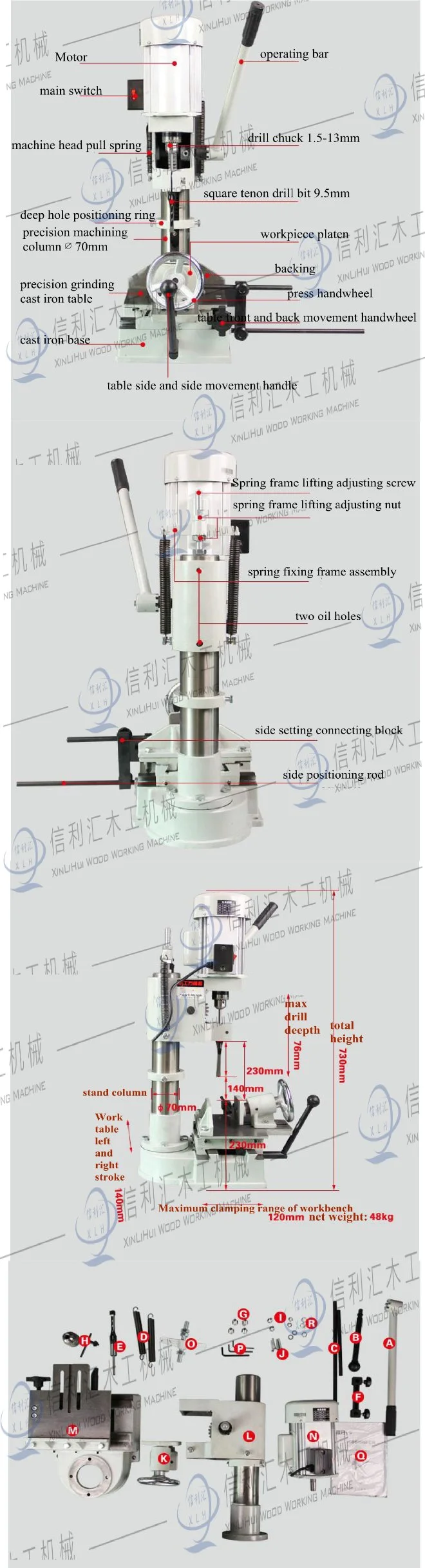 Woodworking Smashing Machine Square Hole Machine Square Eye Machine Square Hole Drilling Eye Machine Opening Machine Square Hole Drilling and Drilling Machine