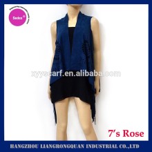 HANGZHOU fashionable suede vest shawls with fringe shawls