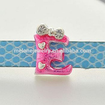 2015 hot rhinestone letter "E" 8mm slide charms alphabet wholesale charms