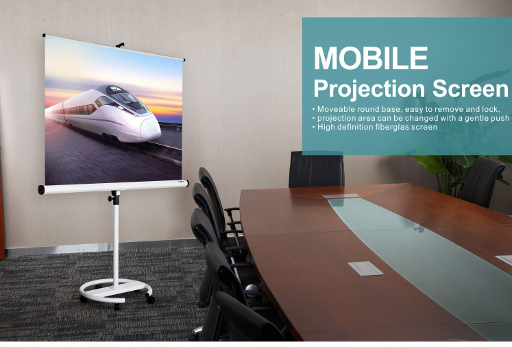 Portable Floor-up Projector Screen with Aluminum Case Projection Screen easy move