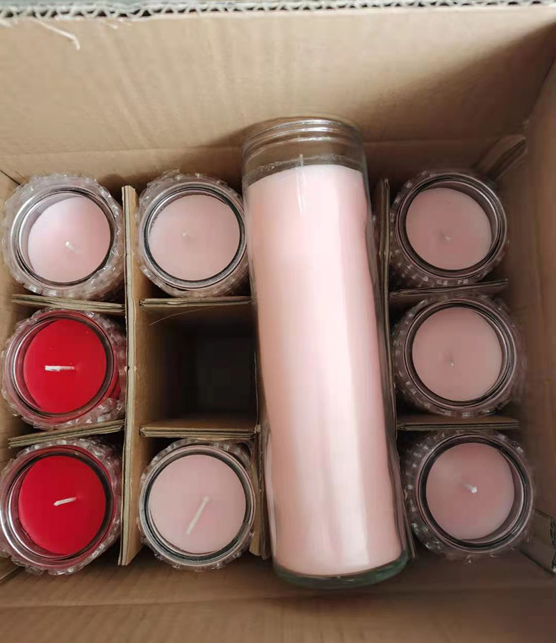 7 -дзённыя шкляныя слоікі для рэлігійных свечак