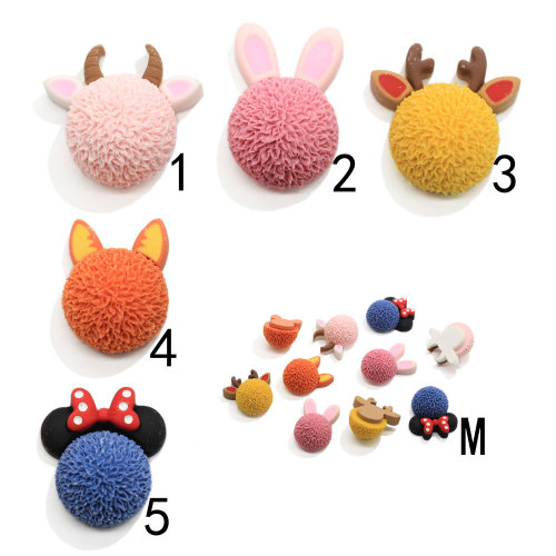 Kawaii Hars Cartoon Dier Herten Hoofd Plaksteen Cabochons 3D Cartoon Herten Hoofd Kralen Haaraccessoires DIY