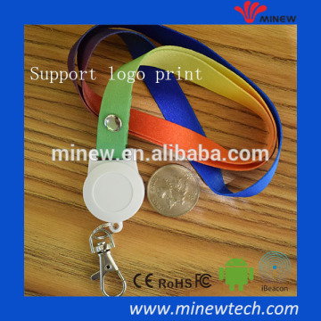 ibeacon wearable smart tag with keychain and neckstring