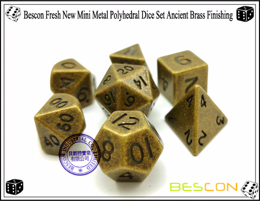 Bescon Fresh New Mini Metal Polyhedral Dice Set Ancient Brass Finishing-5