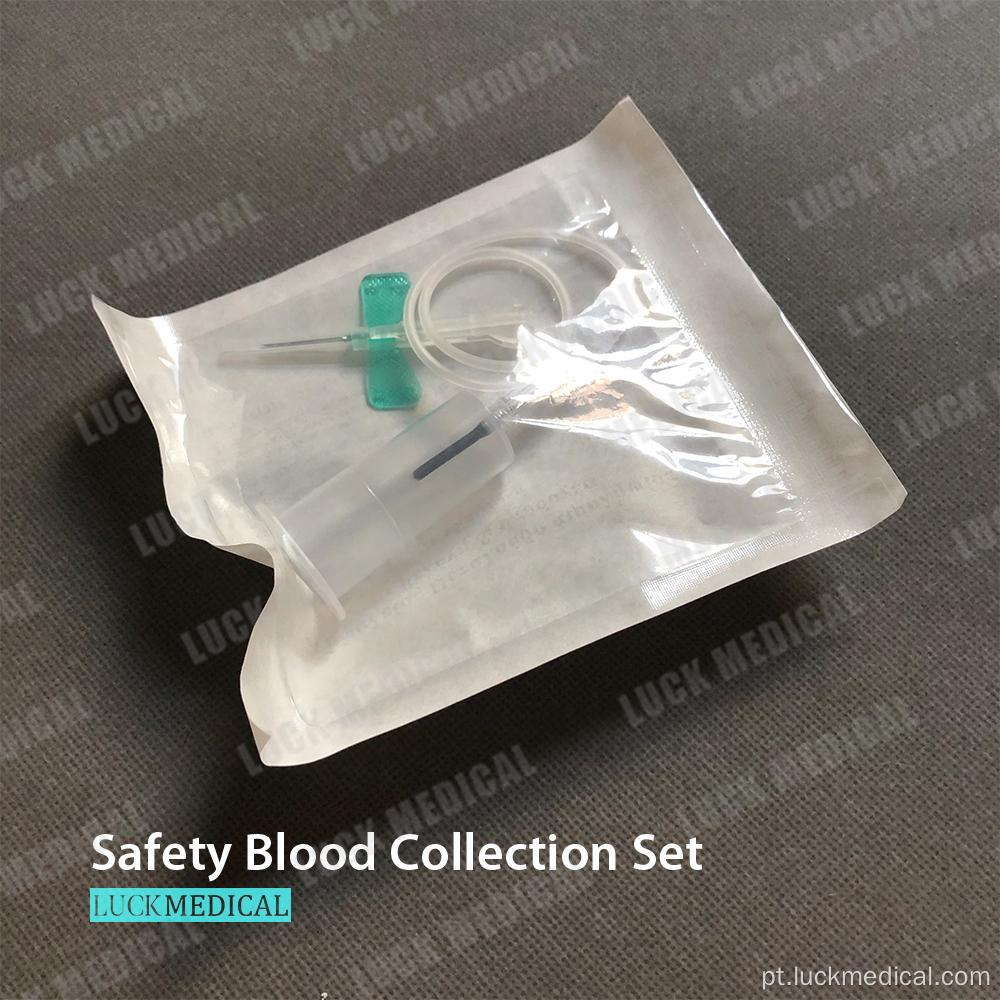 Conjuntos de coleta de sangue de segurança a pótete com suporte