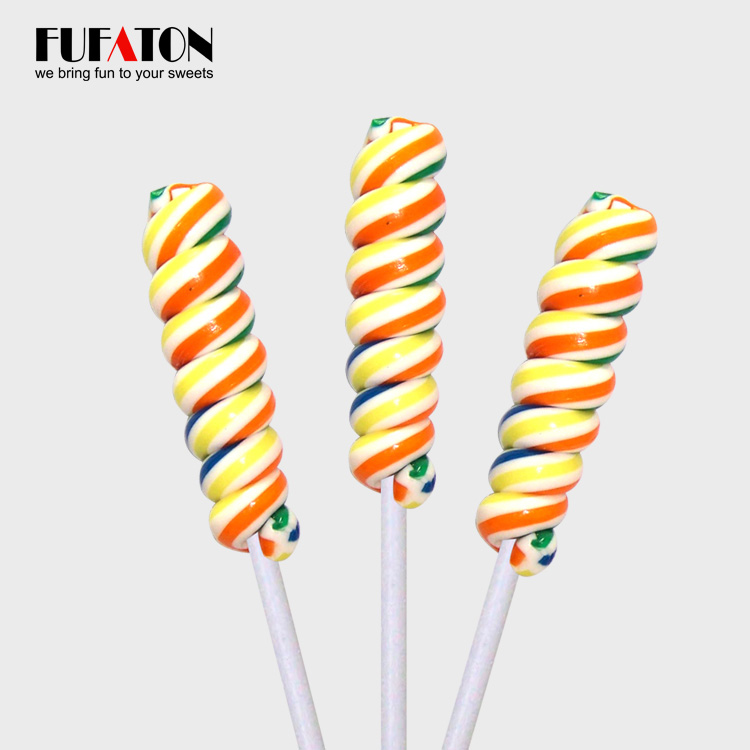Fruit flavored spiral Lollipop candy twist lollipop swirl for sale