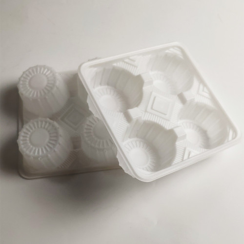 4 slot white pp material cupcake bottom tray