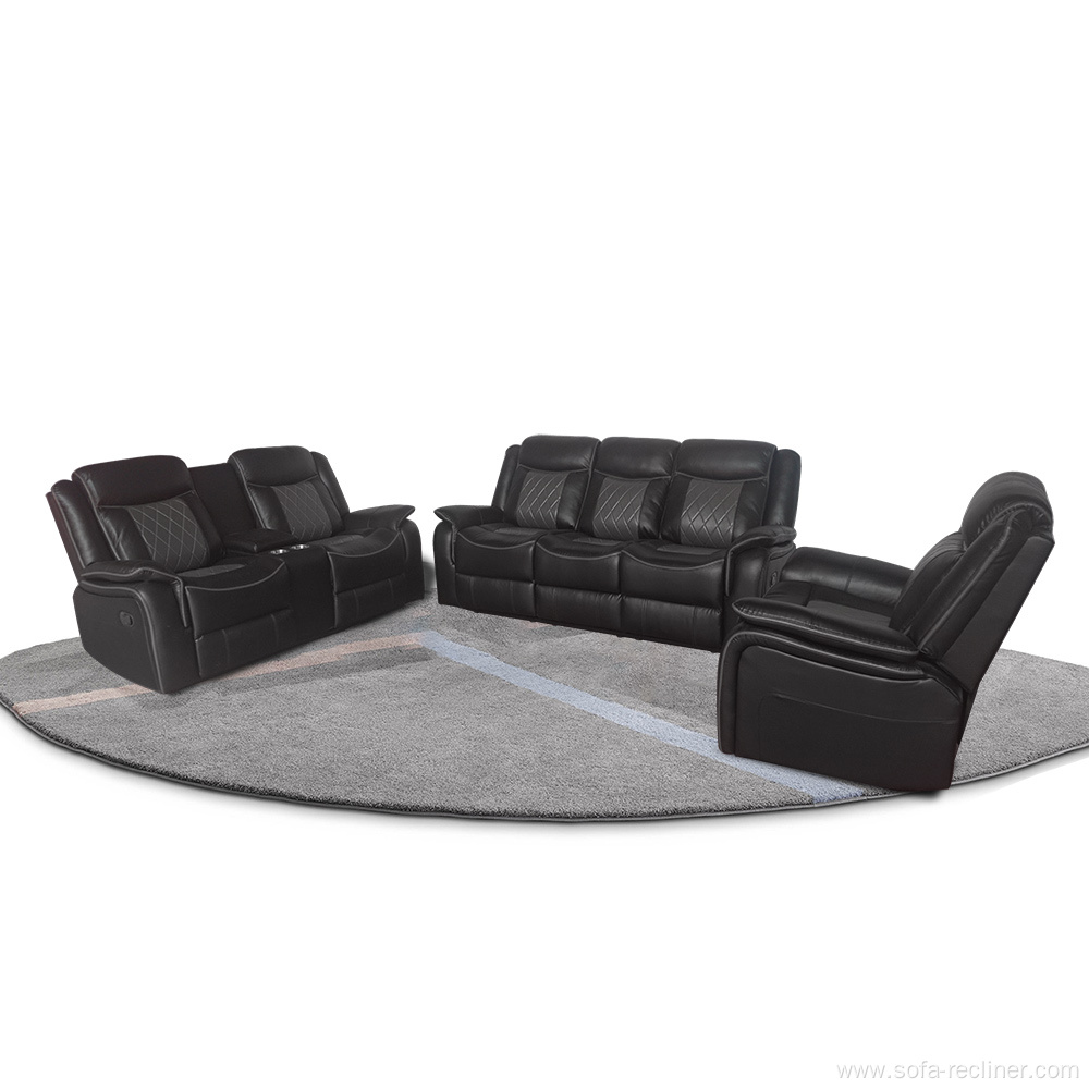 European Style Recliner Leather Living Room Sofa Set