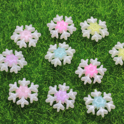 Assorted 22MM Glitter Snowflake Beads Flatback Resin Christmas Snowflakes Cabochons DIY Hair Bows Crafts Ornaments Decoration