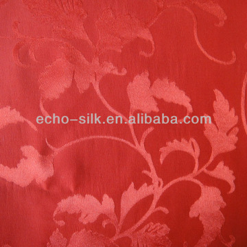 Red chinese 100% silk satin jacquard brocade fabric