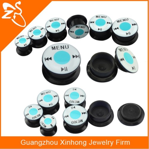 body piercing jewelry, acrylic oil drop music player screw fit flesh tunnels ear plug flesh tunnels, uv acryl piercing tunnel