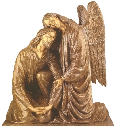 Jesus e a estátua de anjo em venda de bronze