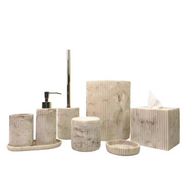 Light Beige Natural Stone Marble Bathroom Vanity Set