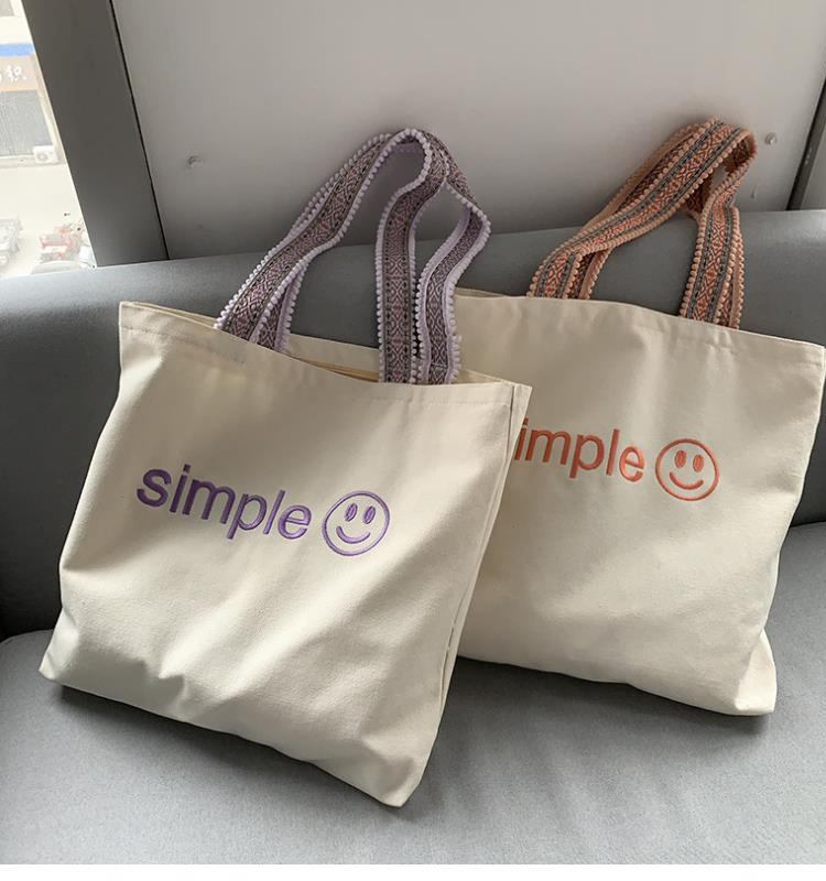 Reusable tote bags with custom embroidery logo eco shopping bags