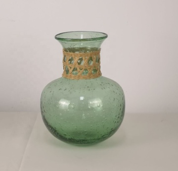 recycled green bubble glass bottles bud vase