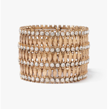 High cuff shaped gold bangles with CZ diamond