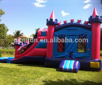 lovely pink castle inflatable combo,interesting inflatable bouncer slide S34