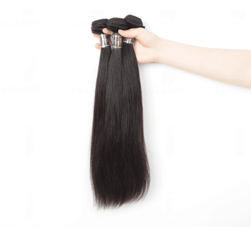 Lsy Malaysian Straight Hair Weave Bundles 100% Virgin Human Hair Extension, Natural Color 3 Bundles With Middle Part Closure