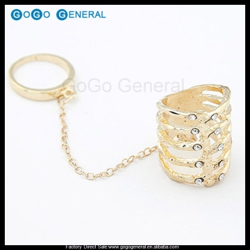 Double Chain Connection Alloy Latest Design Ladies Rings