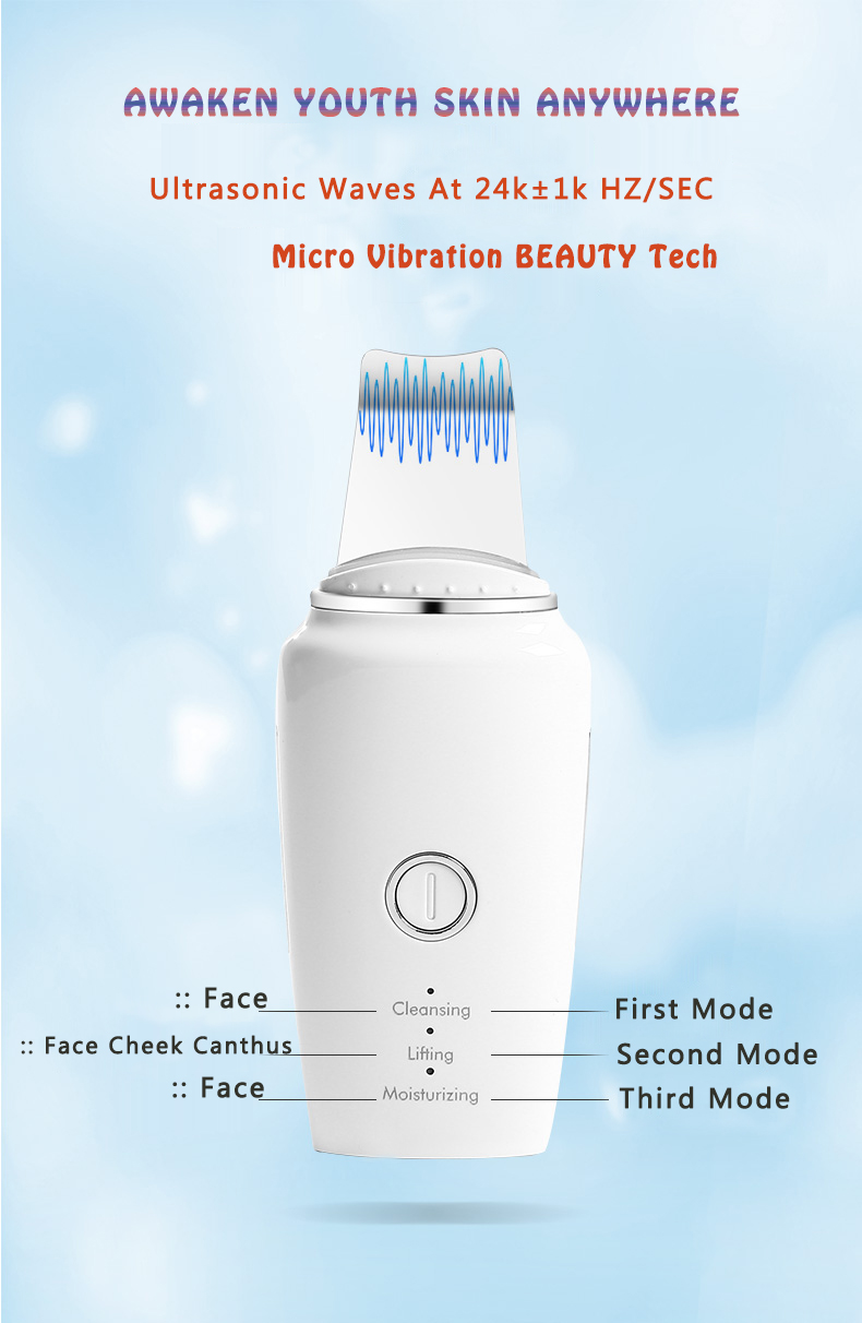 24K Gold Vibrating Beauty Care Ultrasonic Skin Whitening Device Facial  Peeling Scrubber machine