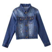Blue Denim Embroidery Back Mini Jeans Jacket for Ladies