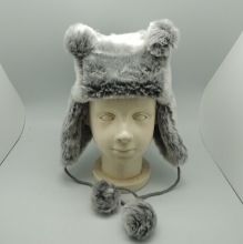 Fashion grey fur warm earflap child winter hats