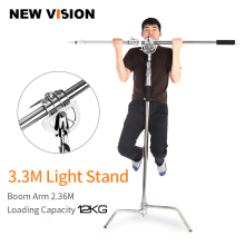 Adjustable Metal Max Height 330cm Reflector Stand with Boom Arm for Studio Photography Flash