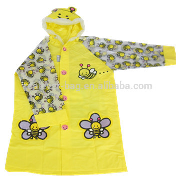 cute yellow bee child rain coat
