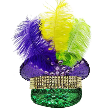 Mardi Gras Rhinestone Fascinator Hat with Feathers