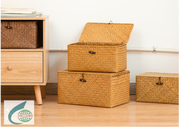 matress grass weaving storage and collecting basket