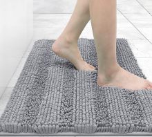 Super September Non-Slip Chenille Striped Bathroom Mat - Quick Dispatch Available