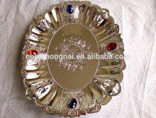 2017 oral design silver and golden electroplating fruit tray,cheap serving tray
