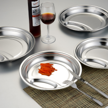 Stainless Steel Two Compartment Fast Food Plate