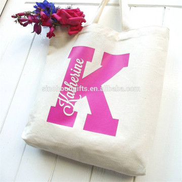 wholesale custom print promotional Personalised College shopper Initial Cotton Bag
