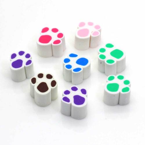 Gemengde kleur Mini Animal Claw Print Polymeer Klei Handgemaakte Paw Craft Decor Sleutelhanger Ornamenten Haar Accessoire Fabriek Levering