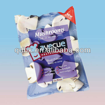 Back center sealed mushrooms packaging bags in BOPP/PE