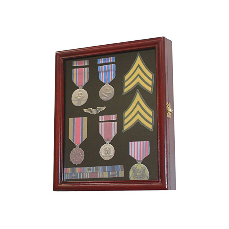 High Quality Solid Wood Coin Casino Poker Chip Display Case Shadow Box Medals Black Custom Photo Frame Wholesale