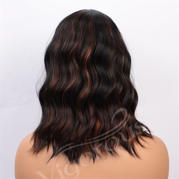 Vigorous Cheap Top Quality Short Wavy Synthetic Middle Part Lace Wigs Heat Resistant Wholesale Price Wigs For black White Women