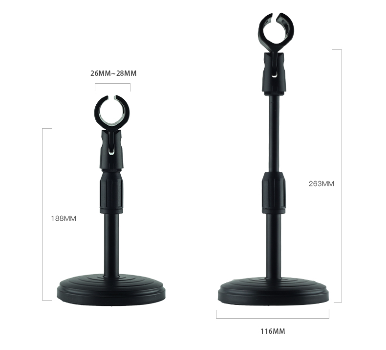 Round Base Desktop Table Microphone Mic Holder Stand with Clip