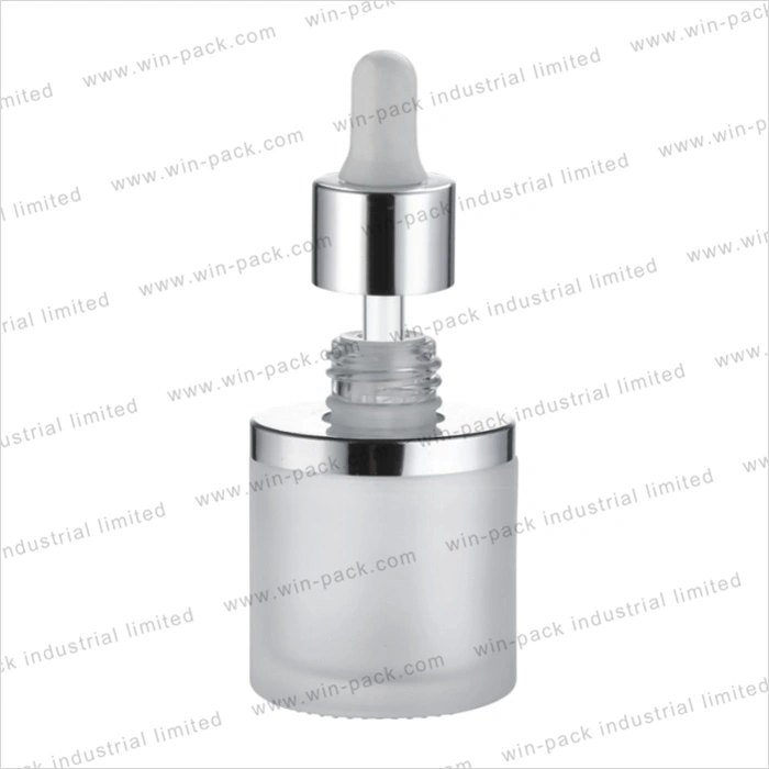 Hot Sale Glass Dropper Bottle 30ml Flat Shiny Silver Shoulder