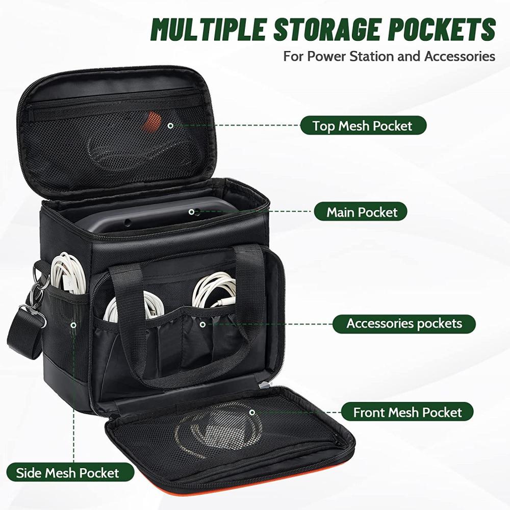 Carrying Bag for Portable Power Station Storage Pockets