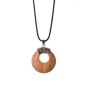 Circle Donut Healing Crystals Necklace Natural gemstone Chakra Amulet Lucky Coin Protection Quartz Reiki Pendant Men Women