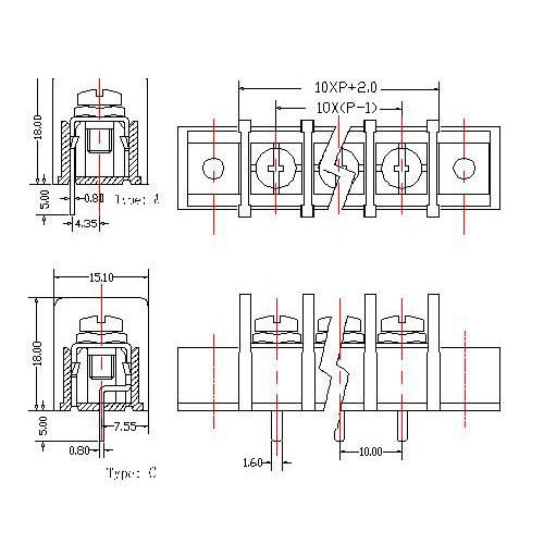 AT855-10.0XXXX-ACW Barrier Terminal Block Pitch10.0mm 