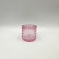 Roze kleur mini parel patroon glazen pot voor kaars