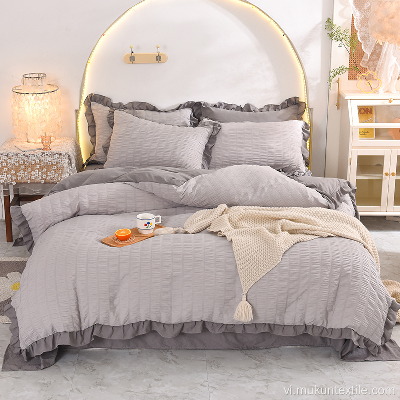 Cô gái Duvet Cover 100% Cotton Seersucker Bộ đồ giường Set