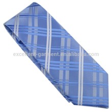 Jacquard 100% silk necktie blue plaid design