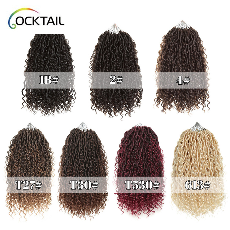 18" Goddess Locs Crochet Hair Extensions Synthetic Twist Braids Hair Locks Crochet braids For Women 24 Strands Golden